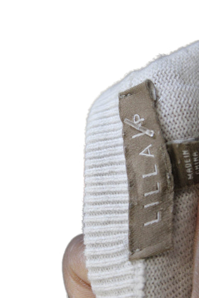 Lilla P Womens Pullover Sweater White Cotton Long Sleeve Round Neck Size PP