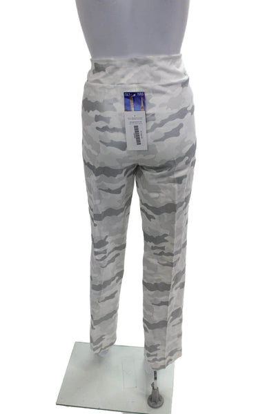 Interplay Superstar Womens Straight Leg Pants Camo White Pull On Size 14