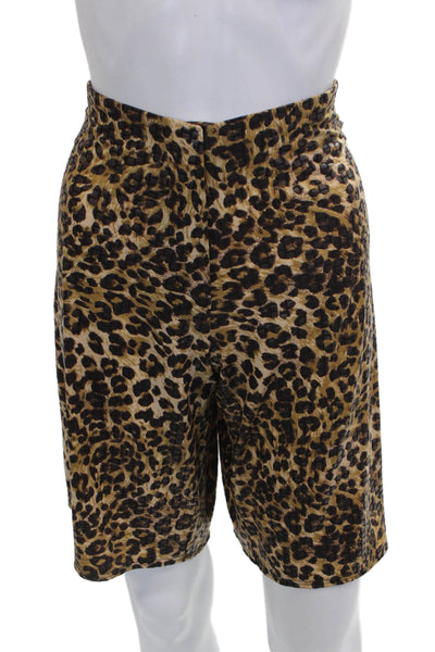 Interplay Superstar Women Bermuda Shorts Brown Animal Print Poly Blend Size M
