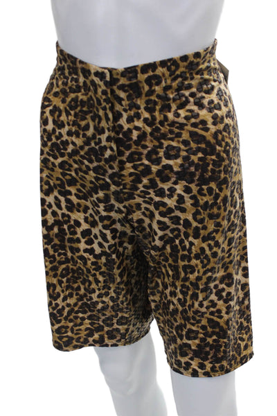 Interplay Superstar Women Bermuda Shorts Brown Animal Print Poly Blend Size M