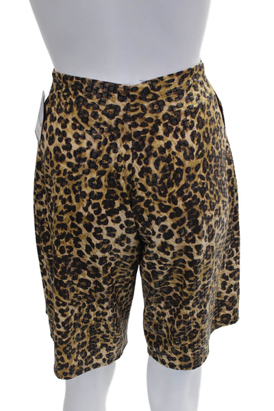 Interplay Superstar Women Bermuda Shorts Brown Animal Print Poly Blend Size M