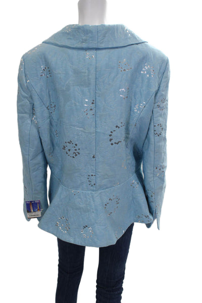 Interplay Superstar Womens Blazer Set Blue Geometric Polyester Collared Size 2XL