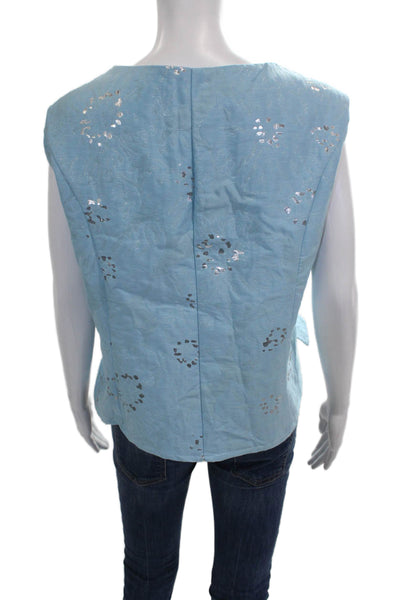 Interplay Superstar Womens Blazer Set Blue Geometric Polyester Collared Size 2XL