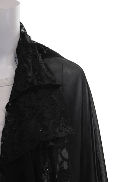 Interplay Superstar Women Chiffon Collared Floral Tunic Blouse Black Size One