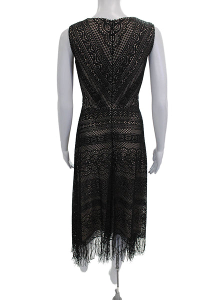 London Times Womens Sheath Dress Black V-Neck Sleeveless Polyester Long Size 6