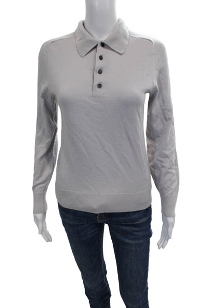 Theory Womens Merino Wool Pullover Sweater Collared Long Sleeve Gray Size XS