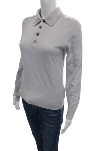 Theory Womens Merino Wool Pullover Sweater Collared Long Sleeve Gray Size XS