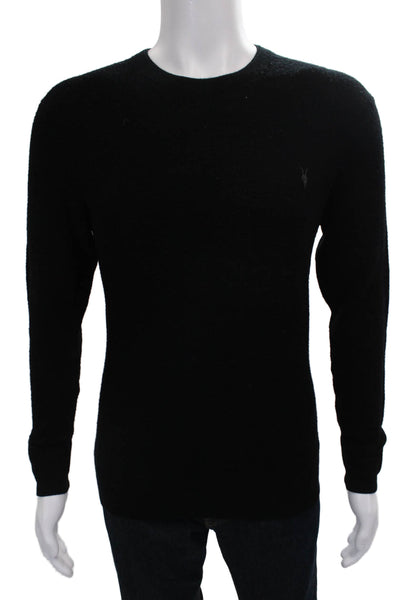 Allsaints Mens Merino Wool Pullover Black Crew Neck Long Sleeve Size S