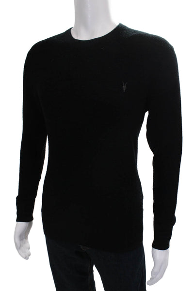 Allsaints Mens Merino Wool Pullover Black Crew Neck Long Sleeve Size S