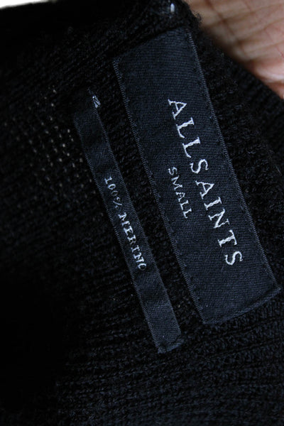 Allsaints Mens Merino Wool Pullover Black Crew Neck Long Sleeve Size S