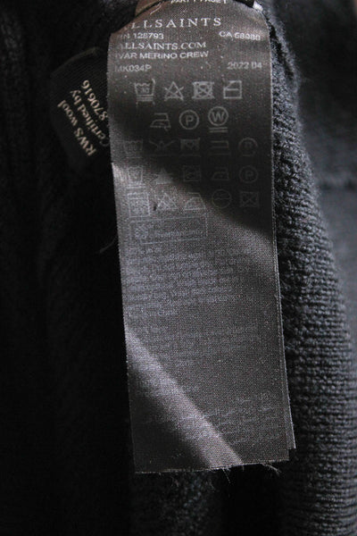 Allsaints Mens Merino Wool Pullover Black Crew Neck Long Sleeve Size S