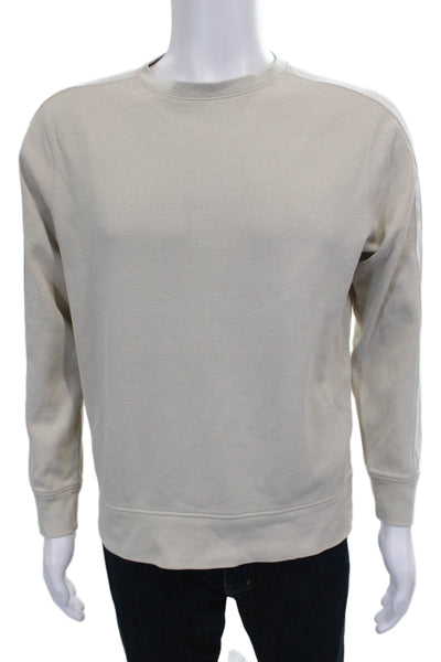 Orchard & Broome Mens Beige Cotton Crewneck Pullover Sweater Long Sleeve Size S
