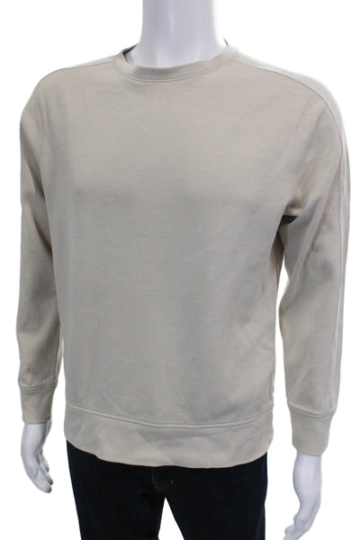 Orchard & Broome Mens Beige Cotton Crewneck Pullover Sweater Long Sleeve Size S