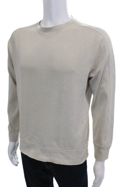 Orchard & Broome Mens Beige Cotton Crewneck Pullover Sweater Long Sleeve Size S