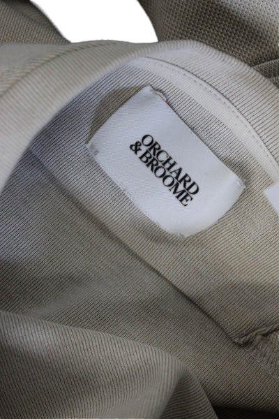 Orchard & Broome Mens Beige Cotton Crewneck Pullover Sweater Long Sleeve Size S
