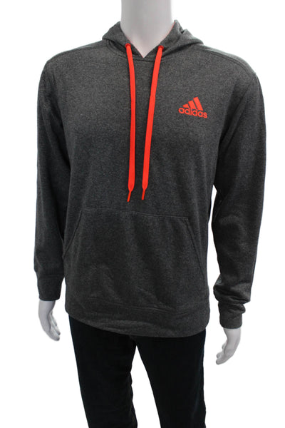 Adidas Mens Pullover Gray Polyester Crew Neck Drawstring Size M