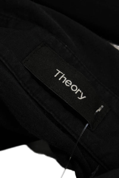 Theory Mens Short Sleeve Collared Knit Polo Shirt Black Cotton Size Small
