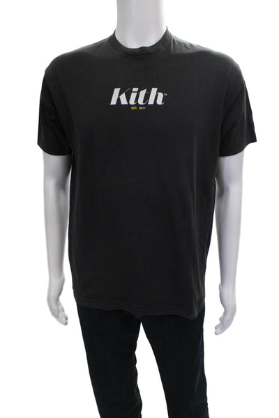 Kith Unisex Adults T-Shirt Black Cotton Graphic Crew Neck Short Sleeve Size XS