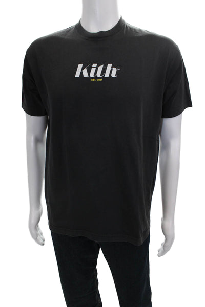 Kith Unisex Adults T-Shirt Black Cotton Graphic Crew Neck Short Sleeve Size XS