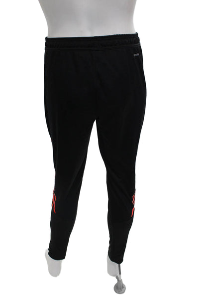 Adidas Mens Track Pants Black Drawstring Polyester Solid Size M