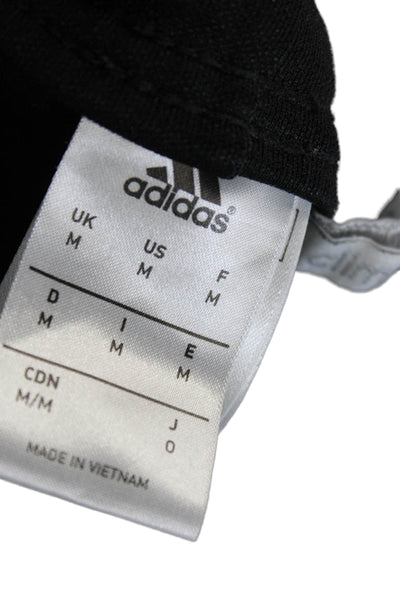 Adidas Mens Track Pants Black Drawstring Polyester Solid Size M