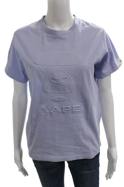 Aape Unisex Adults Basic Purple Cotton Crew Neck Short Sleeve T-Shirt Size S