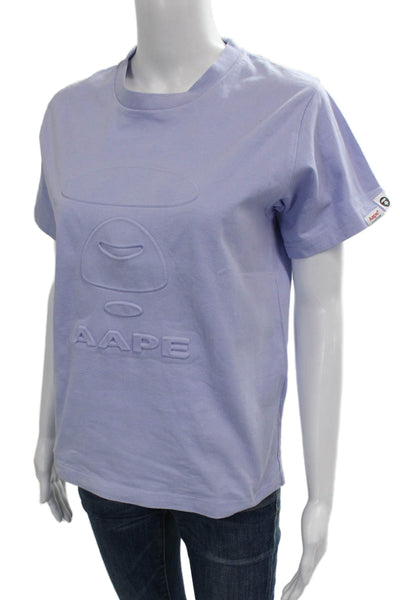 Aape Unisex Adults Basic Purple Cotton Crew Neck Short Sleeve T-Shirt Size S