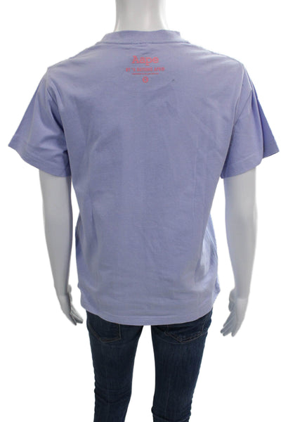 Aape Unisex Adults Basic Purple Cotton Crew Neck Short Sleeve T-Shirt Size S