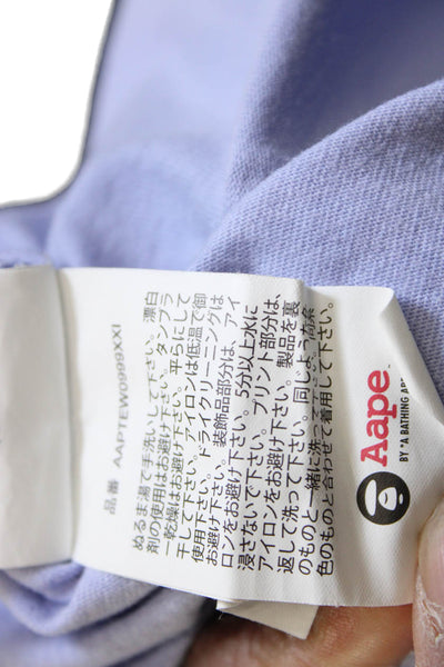 Aape Unisex Adults Basic Purple Cotton Crew Neck Short Sleeve T-Shirt Size S