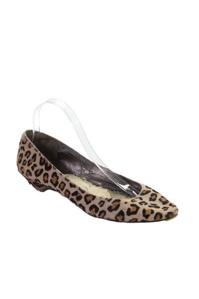 Steve Madden Womens Slip On Leopard Printed Pony Hair Ballet Flats Brown Size 9