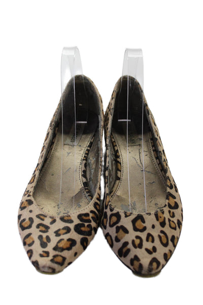 Steve Madden Womens Slip On Leopard Printed Pony Hair Ballet Flats Brown Size 9