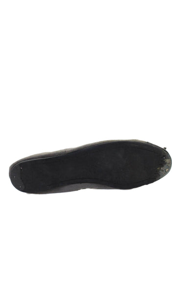 Miu Miu Womens Slip On Double Bow Suede Ballet Flats Gray Black Size 38