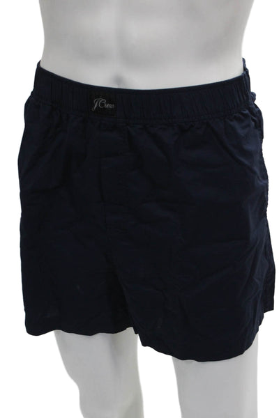 J Crew Mens Boxer Shorts Blue Cotton Solid Size L
