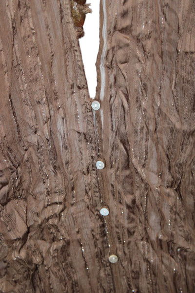 Zara Womens Kaftan Dress Brown Striped V Neck 3/4 Sleeve Viscose Size M