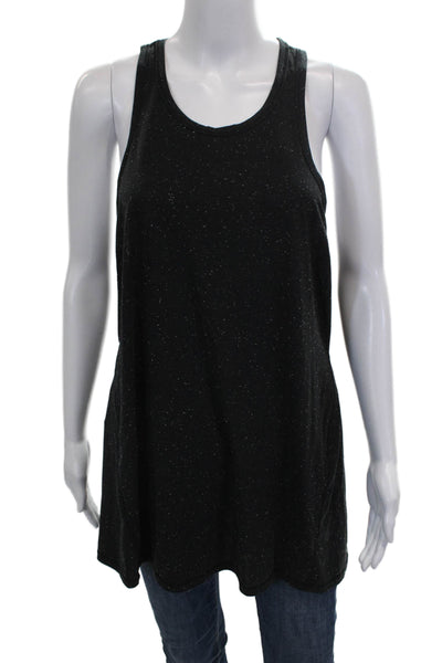 Lululemon Women Black Spotted Scoop Neck Sleeveless Basic Tank Polyester Size M