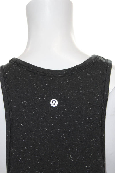 Lululemon Women Black Spotted Scoop Neck Sleeveless Basic Tank Polyester Size M