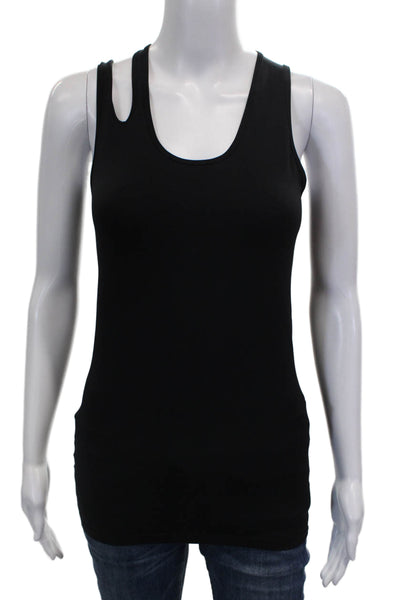 Helmut Lang Women Black Nylon Basic Sleeveless Scoop Neck Tank Size M
