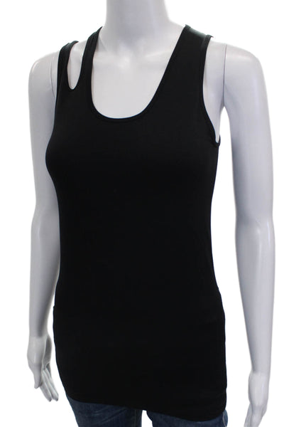 Helmut Lang Women Black Nylon Basic Sleeveless Scoop Neck Tank Size M