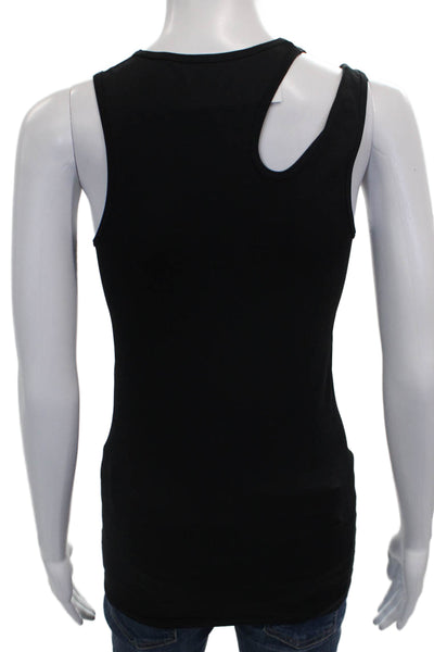 Helmut Lang Women Black Nylon Basic Sleeveless Scoop Neck Tank Size M