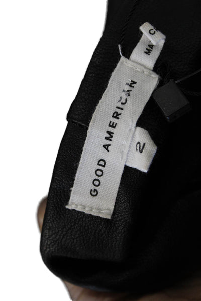 Good American Womens Faux Leather Leggings Black 30in Size 2