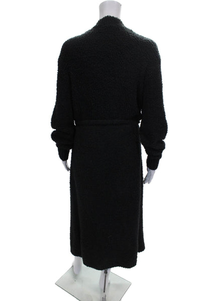 Skims Womens Fuzzy V-Neck Long Sleeve Robe Solid Black Size S