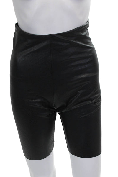 Commando Womens Biker Shorts Black Polyurethane Pull On Size L
