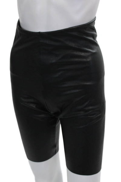 Commando Womens Biker Shorts Black Polyurethane Pull On Size L