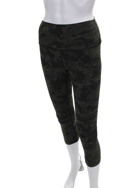 Lululemon Women Green Camo Nylon Capri Leggings Size 6