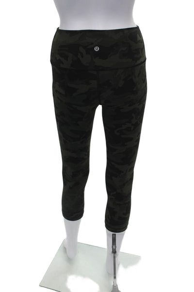 Lululemon Women Green Camo Nylon Capri Leggings Size 6