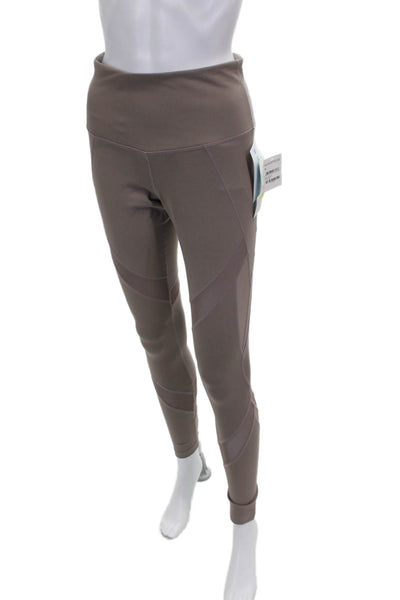 Zella Women Ankle Leggings Brown Nylon Solid Size M