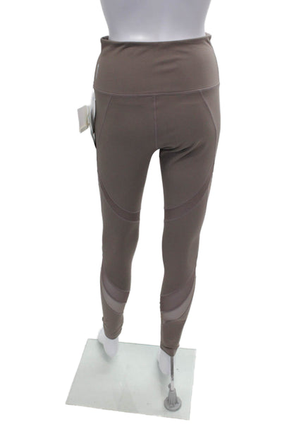Zella Women Ankle Leggings Brown Nylon Solid Size M