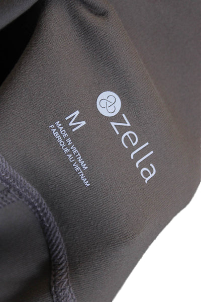 Zella Women Ankle Leggings Brown Nylon Solid Size M