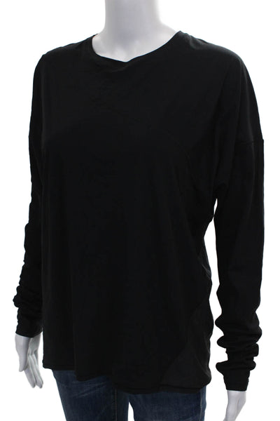 Lululemon Women Black Long Sleeve Crew Neck Basic T-Shirt Nylon Size M