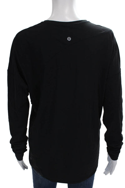 Lululemon Women Black Long Sleeve Crew Neck Basic T-Shirt Nylon Size M